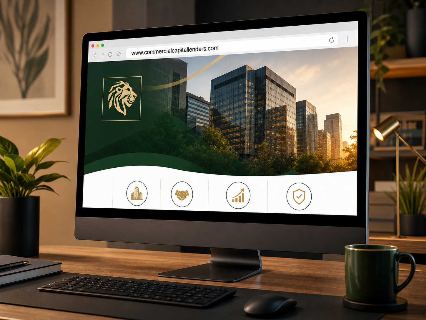 Computer screen showing commercialcapitallenders.com website.